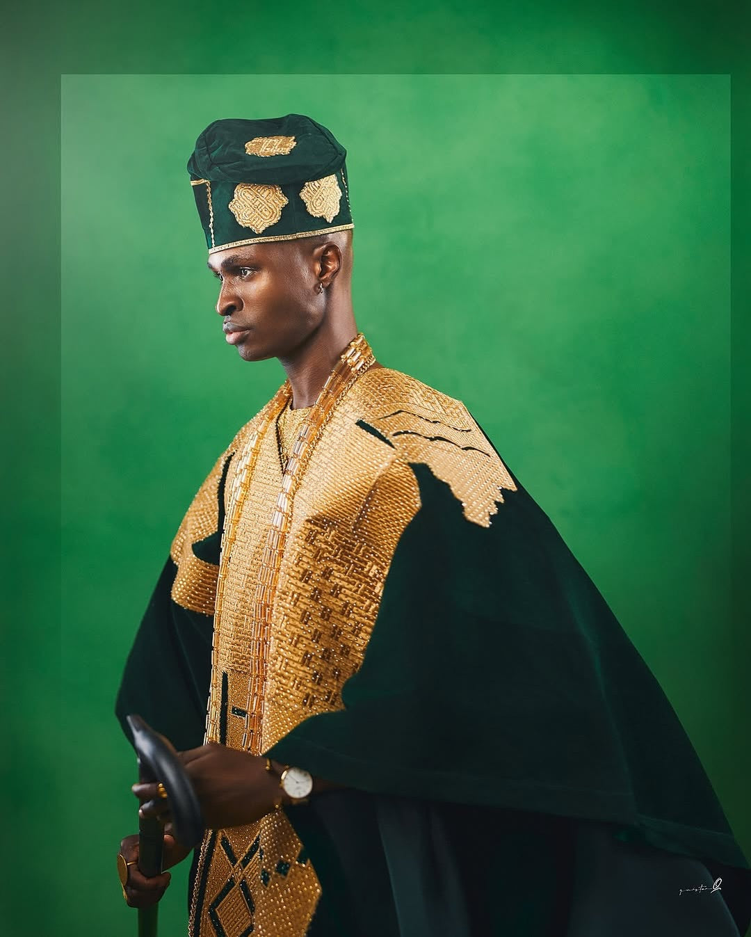 Emerald Green Velvet Agbada
